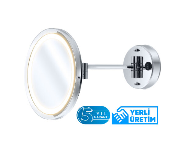 Ledli Paslanmaz Mafsallı Makyaj Aynası